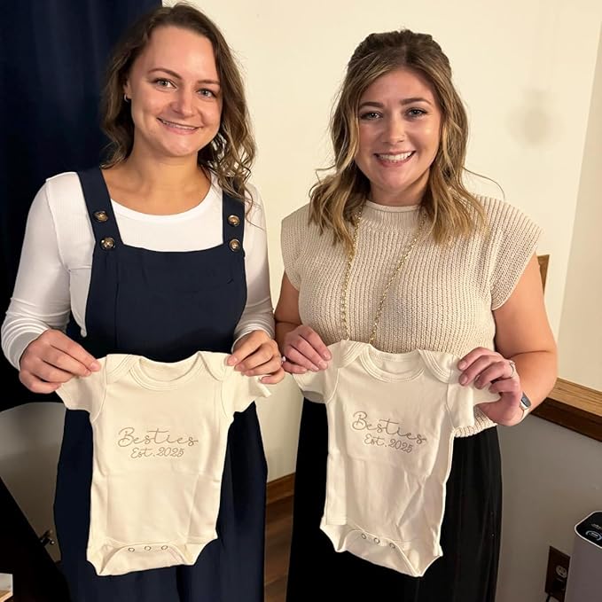 COUPLEHOODIES Personalized Baby Onesie Bodysuit – Custom Embroidery Gift for Pregnancy Reveal Baby Shower or First Grandchild