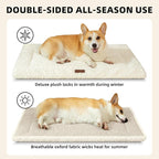Fluffy Reversible Dog Bed Mat - Ultra Soft & Machine Washable Dog Crate Pad fit for Metal Kennel, Cozy Sleeping Mat, 29" x 18", Beige