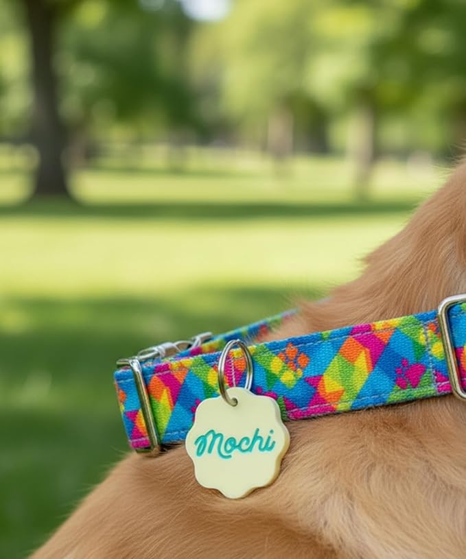 Personalized Pet ID Name Tag Charm – Custom Engraved Contact Information – Acrylic Collar Pendant w/Stainless Steel Ring for Harnesses – Lightweight for Dogs Cats Puppies Kittens (Wavy, Baby Blue)