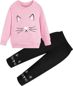 Little Girls Unicorn Outfits 2 Piece Kids Ruffle Sleeve Sweatshirt + Leggings Fall Leopard Clothing Sets 2-10 Years Old