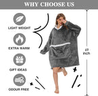 Wearable Blanket Hoodie with Giant Pocket, Soft Warm Sherpa Fleece Oversized Blanket Sweatshirt Gifts for Women Men