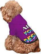 Personalized Dog Hoodie Custom Hooded Pet Warm Pullover Sweatshirt with Name Number Clothes for Chihuahua Pupppy Kitten Hoodies Puppy Soft Sweater Winter Small Dogs Cats, Purple01, L,