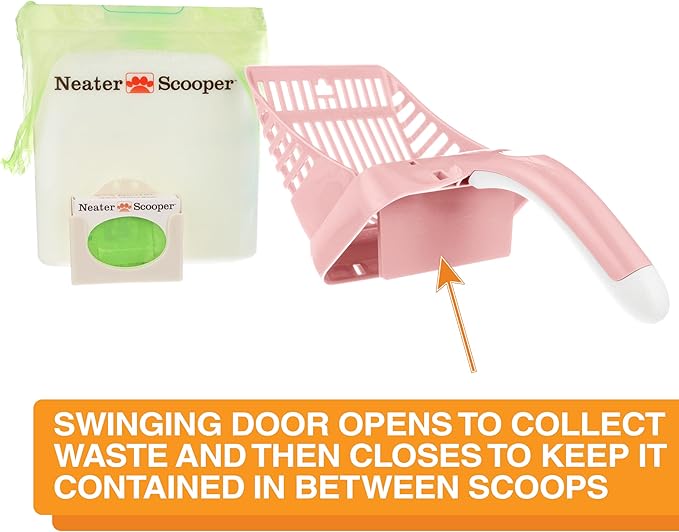 Neater Pet Brands Neater Scooper Standard Cat Litter Scoop, 195 Refill Bags – Mess-Free Cat Litter Scooper with Bag, Spill-Proof Kitty Box Sifter, Bin Doubles as Scoop Holder, For Single-Cat Household