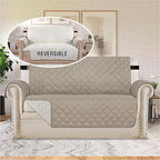H.VERSAILTEX Sofa Protector for Dogs/Cats/Pets Sofa Covers Slipcover Quilted Couch Coveres Loveseat Covers with Non Slip Elastic Strap Water Resistant Seat Width: 46" (Loveseat, Khaki/Beige)