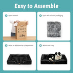 Orthopedic Dog Bed for Medium Small Size Dog, Soft and Warm Faux Fur Sofa for Pet Up to 40 lbs, Foam Bolster Anti-Slip Couch with Washable Removable Cover, M 30x20x6.5 inch, Black