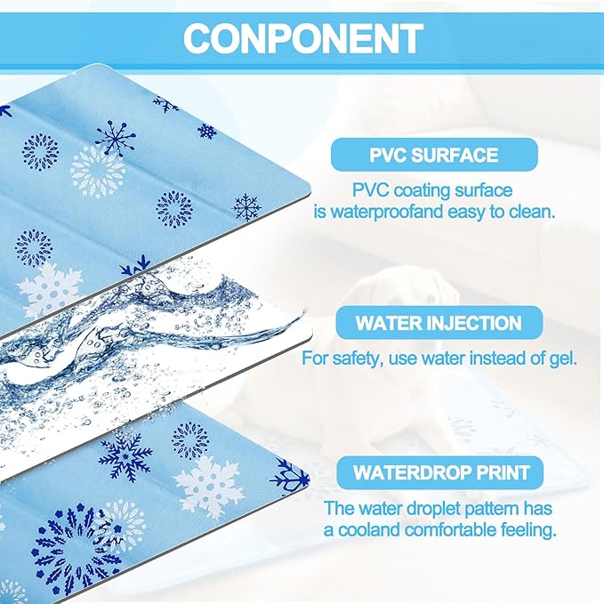 Dog Cooling Mat, Cooling Mat for Dogs & Cats, Provides Instant Relief for Small, Medium, Large Dogs, Washable, Non-Slip Design, Perfect for Hot Summer Days to Keep Pets Comfortable (S 16''*20'')