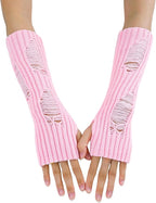 CORIRESHA Therian Emo Clothing Cat Ear Y2k Beanie Grunge Fingerless Gloves Bohemian Stacked Bracelets Set