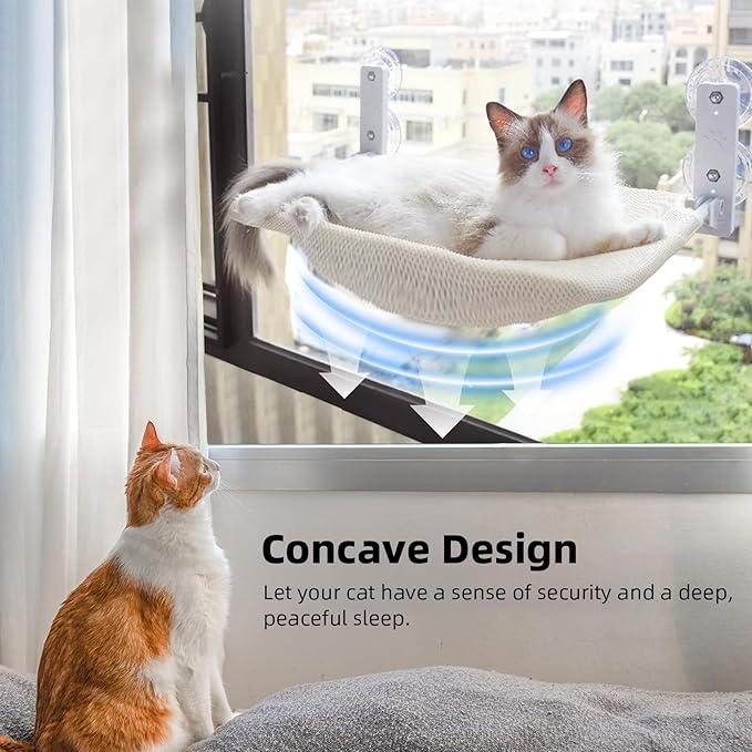 2PCS Replacement Cover for Cat Window Perch, M Size Cordless Cat Window Hammock Bed Accessories, Reversible Breathable/Warm Seat Cover for Inside (White, 20.4" L x 11.8" W)