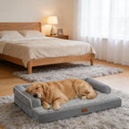 Orthopedic Dog Beds for Extra Large Dogs, Waterproof Egg Crate Foam XL Dog Bed with Sides 45x35Inch, Big Dogs Couch Beds with Removable Washable Cover and Nonskid Bottom, Grey