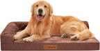 Orthopedic Dog Beds for Large Dogs, Memory Foam Dog Beds Large Sized Dogs, Washable Removable Cover, Nonskid Bottom, Waterproof, for Indoor, Outdoor, Crate ＆ Car Use, 41x27x6 Inches, Brown Grey