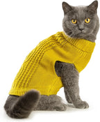 Stretchy Cat Sweater - 17 Colors & 6 Sizes | Snug Winter-Ready Knit for Boy/Girl Cats & Kittens(Dark Yellow, Large)