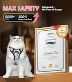 Halypet Cat Harness and Leash Set[MAX Safety 4th-Gen] Cute Escape Proof Vest Harness for Girl&Boy Cat Walking, Comfortable Adjustable Leash and Reflective Strips for Outdoor Kitten, S Inky Meowy