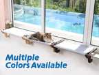 Zakkart Easy Seat Cat Perch for Window Sill - Hammock Design w/Premium Wood & Robust Metal Frame - Cat Window Seat for Large Cats and Kittens (Dark Stained Wood w/Gray Bed, Medium (23''W x 14''D))