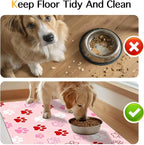 Puppy Paw Print Pet Feeding Mat 24x16 Inch Cute Pet Feeding Area Mat Pet Food Mat Pet Mats for Food and Water Dog Mat for Food and Water Indoor Feeding Corner Kitchen Floor Decor