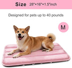 Dog Bed Mat, Reversible Dog Crate Pad with Washable Kennel Mat and Soft Foam, Flat Pet Bed for Dogs & Cats, for Crates Carriers & Travel (Pink, 28" L*16" W*1.5" Th)