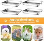 Fhiny 4Pack Stainless Steel Kitten Litter Box, Small Size Low Entry Metal Cat Open Litter Pan Potty Kitten Training Toilet Odor Control Smooth Surface (XL:15.7" L×11.8" W×2" H)