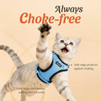 Dooradar Cat Harness and Leash Set, Escape Proof Safe Adjustable Kitten Vest Harnesses for Walking, Easy Control Soft Breathable Mesh Jacket with Reflective Strips for Cats, Light Blue, M