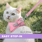Cat Harness and Leash Set,Escape Proof Kitten Harness,Step in Adjustable Soft Lightweight,Easy Control,Reflective Strips Comfortable for Walking Travel(Baby Pink,XS)