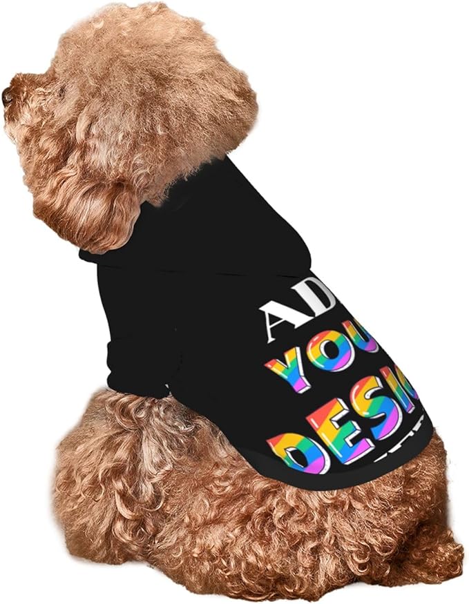Custom Dog Hoodie for Small Pets, Personalized Photo Text Pet Warm Pullover Sweatshirt with Name Number, Customized Gifts Soft Hooded Cats Kitten Clothes, Black, M,