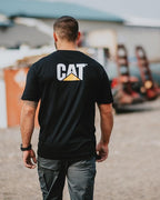 CAT Men's Trademark T-Shirts with Shape-Retention Rib Trim Spandex, Tagless Neck, and Cat Logo on Left Chest