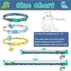 Breakaway Cat Collars with Bell & Cute Pendants, 3 Pack Safety Buckle Kitten Collars, Adjustable Pet Collar Ideal for Girl Boy Cats Puppy (Style A - Dinosaur)
