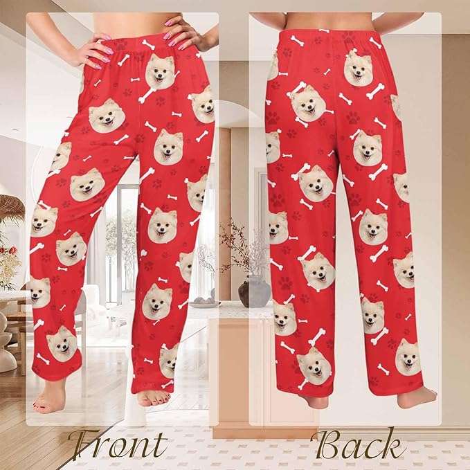 Custom Couple Pajama Pants Sock with Funny Face, Personalized PJ Anniversary Birthday Women Men Pants