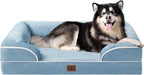 EHEYCIGA Orthopedic Dog Beds for Extra Large Dogs, Waterproof Memory Foam XXL Dog Bed with Sides, Non-Slip Bottom and Egg-Crate Foam Big Pet Couch Bed with Washable Removable Cover, Washed Blue