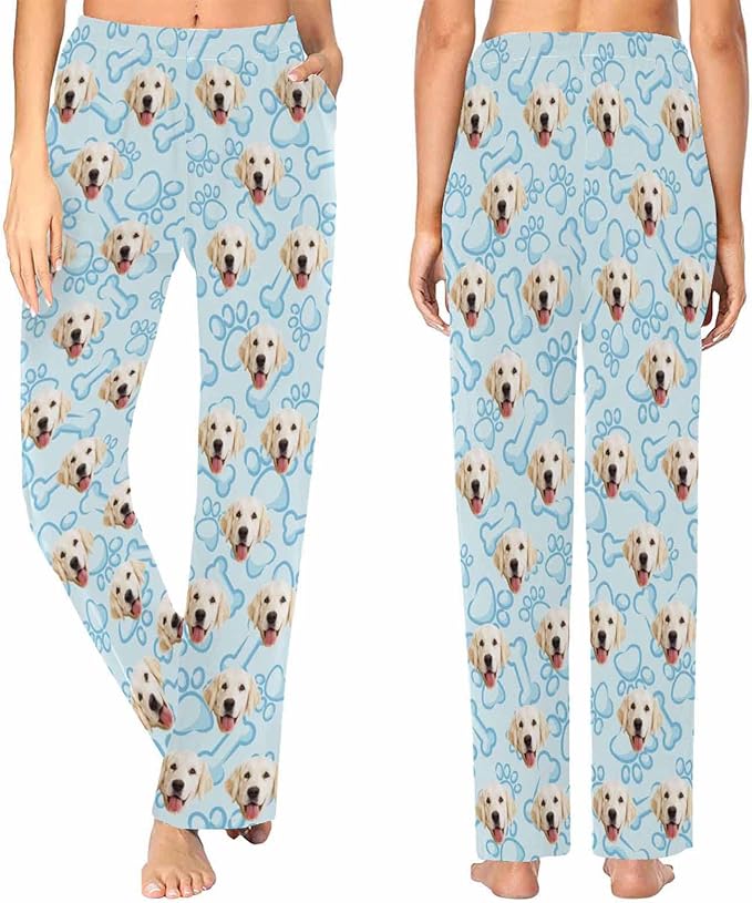 Custom Face Pajamas Pants Personalized Nightwear Bottoms for Women XS-XXL