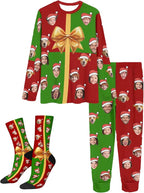 Artsadd Personalized Pajamas with Faces for Women Men Custom Christmas Pajamas Gifts for Family Couple, Funny Photo Pjs