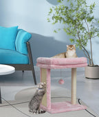 SYANDLVY Small Cat Tree for Indoor Cats, Scratching Board with Perch & Scratching Post, Kittens Scratcher with 2 Dangling Balls, Pink