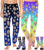 MyPupSocks Customized Face Pajamas Pants Sleep Bottoms for Men Women XS-2XL
