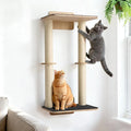 Veehoo Cat Wall Shelves, 28.3" Cat Wall Climber with Dual Sisal Scratching Posts and Carpeted Perch, Cats Wall Scratcher Furniture for Climb, Play and Rest