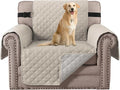 H.VERSAILTEX Chair Slipcover Reversible Chair Cover Water Resistant Washable Chair Cover Non-Slip Fabric Furniture Protector with Elastic Strap for Pets(Armchair, Pale Oak)
