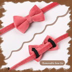 Sliverdew 2 Pcs Safety Cat Collar with Bell Breakaway Bow Tie Cat Collar Adjustable Velvet Kitten Collars Small Puppy Bowtie Collar for Wedding Birthday Party