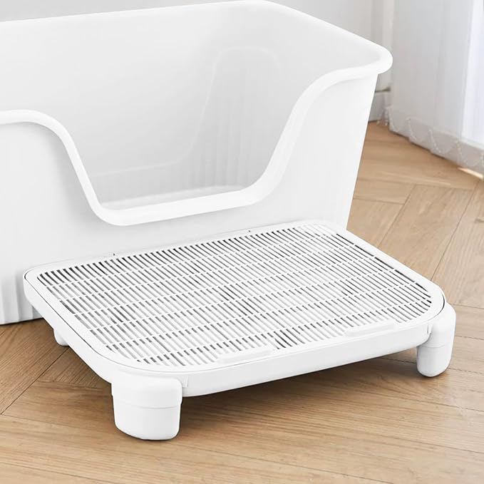 Cat Litter Mat Litter Trapping Mat,19.69"X15.95"X3.54"Litter Box Mat,Waterproof Cat Mats for Litter Large,Easy Clean,Non-Slip Litter Mat for Cat,Urine-Proof Kitty Litter Catcher Mat,Washable (White)