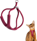 Escape Proof Y Shape Cat Harness Anti-Choke Buckle Adjustable Comfortable Padded Cat Vest Harness Anti Escape Cat Rope Harness for Kitten Small Medium Large Cats (Burgundy, M)