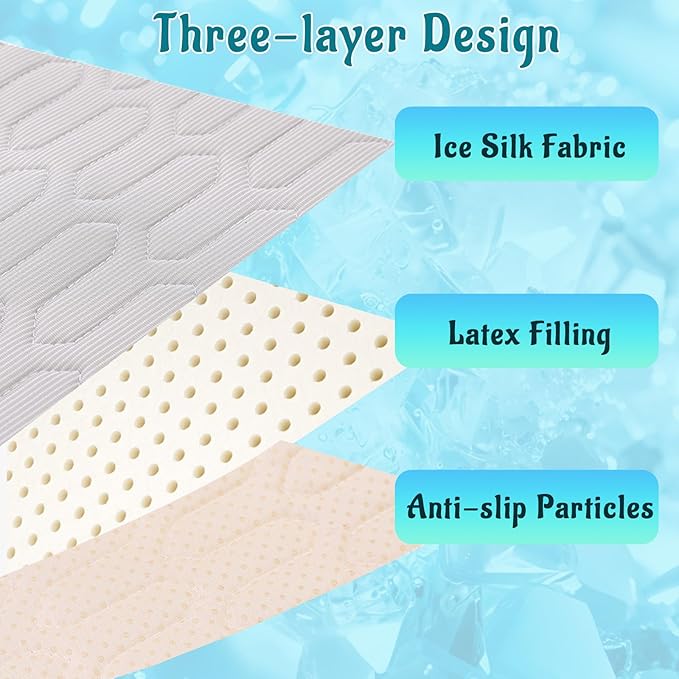 Cordless Cat Window Perch, Cats Dogs Hammock Cooling Mat, Summer Ice Silk Pad for Animal, Washable Chew-Proof Sleeping Mat(grayL)