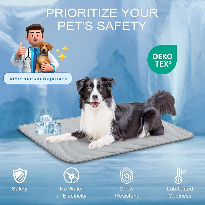 Cozyide Dog Cooling Mat, Large Cooling Mat for Dogs, Reversible Pad for Pet, 36" L x 23" W,Light Grey