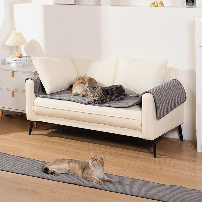 66.93x19.68x0.32 inch Thickened Cat Wall Scratcher Carpet, Cat Climbing Wall, Durable Cat Wall Furniture, Tall Cat Scratching Post, Wall Scratchers for Indoor Cats, Couch Sofa Protector (Grey)