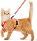 Cat Harness and Leash for Walking Escape Proof Soft Adjustable Cat Leash Breathable Comfortable Vest Easy to Wear Kitten Harness for Outdoor Travel Orange M