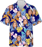 DILYPOD Custom Hawaiian Shirt with Face, Personalized Button Down Hawaiian Shirts for Men, Women, Photo Hawaiians Shirt