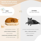 Cat Wall Shelves for Cats & Kitten – Solid Wood Cozy Corner Bed + Cushion with 2 Washable Covers +3 Wooden Steps, Safe Haven for Indoor Cats, Cat Shelves for Wall, Wood Color