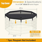 Dog Pen Pet Playpen Dog Fence Pad Indoor Foldable Metal Wire Exercise Puppy Play Yard Pet Enclosure Cover Outdoor (Only Top Cover, Playpen Not Included)