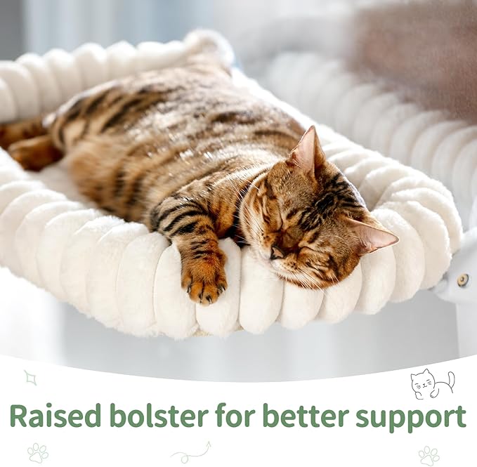 Sunhoo Cat Window Perch Bed Foldable Kitty Windowsill Hammock Shelf Seat Large Cats Suction Cup Indoor Kitten Window Sill Lounger with Soft Plush Cushion Machine Washable 21.26 * 11.8in (Brown, M)
