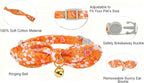 Bowtie Cat Collar with Bell 2 Pack Cotton Breakaway Kitten Collars with Removeable Bunny Ear Stylish Cat Collars(Floral Orange & Plaid)
