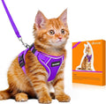 Halypet Cat Harness and Leash Set [MAX Safety 4th-Gen Upgrade] Escape Proof Adjustable Cat Leash Comfortable Soft Vest Easy to Wear Kitten Harness with Reflective Strip for Cats Walking, M Purple