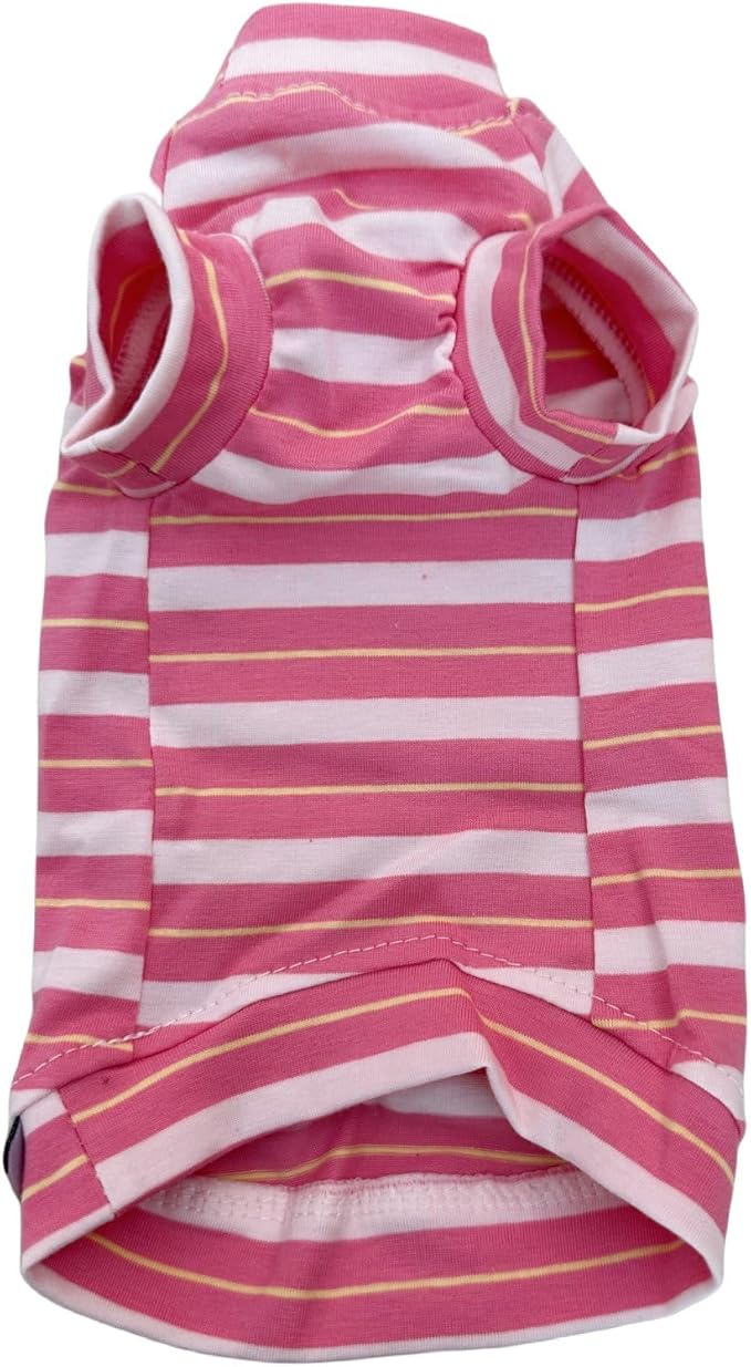 Vintage Stripes Sphynx Hairless Cats Shirt Cotton Cat Turtleneck Pet Clothes Kitten T-Shirts with Sleeves for Sphynx Cats (Sakura, X-Small)