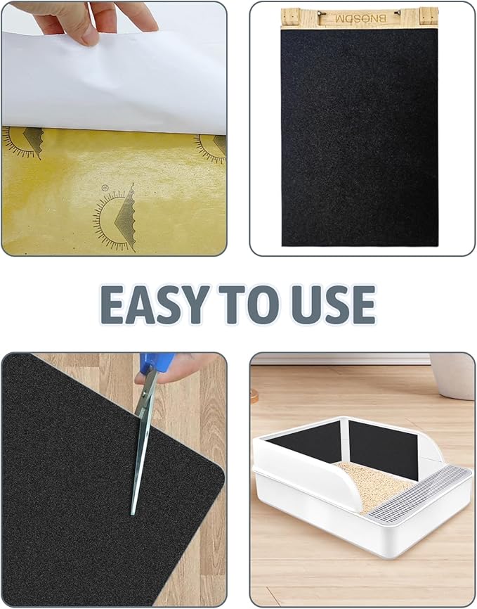 BNOSDM Cat Nail File Scratcher Sandpaper, 4 Pack Replacement Sand Paper for Cat Scratching Board, Pet Scratch Liner for Furniture, Litter Box or Any Flat Surface (Black)