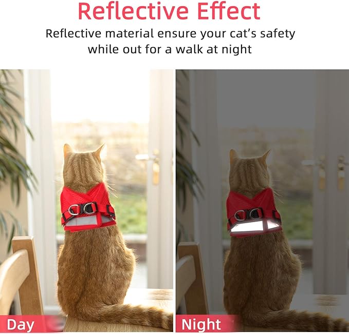Red Cat & Dog Vest Harness - All Weather Mesh, Reflective Strap, Adjustable Step-in Harness for Small Pets (Red, S)