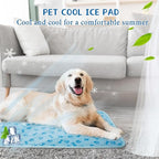 Dog Cooling Mat Self-Cooling Mat for Dogs Non-Slip Pet Cool Pad Cat Sleeping Pad Summer Blanket for Pets Foldable Washable for Kennel, Travel, Bed, Cars, Indoor and Outdoor Use (Blue, M(29*18inch))